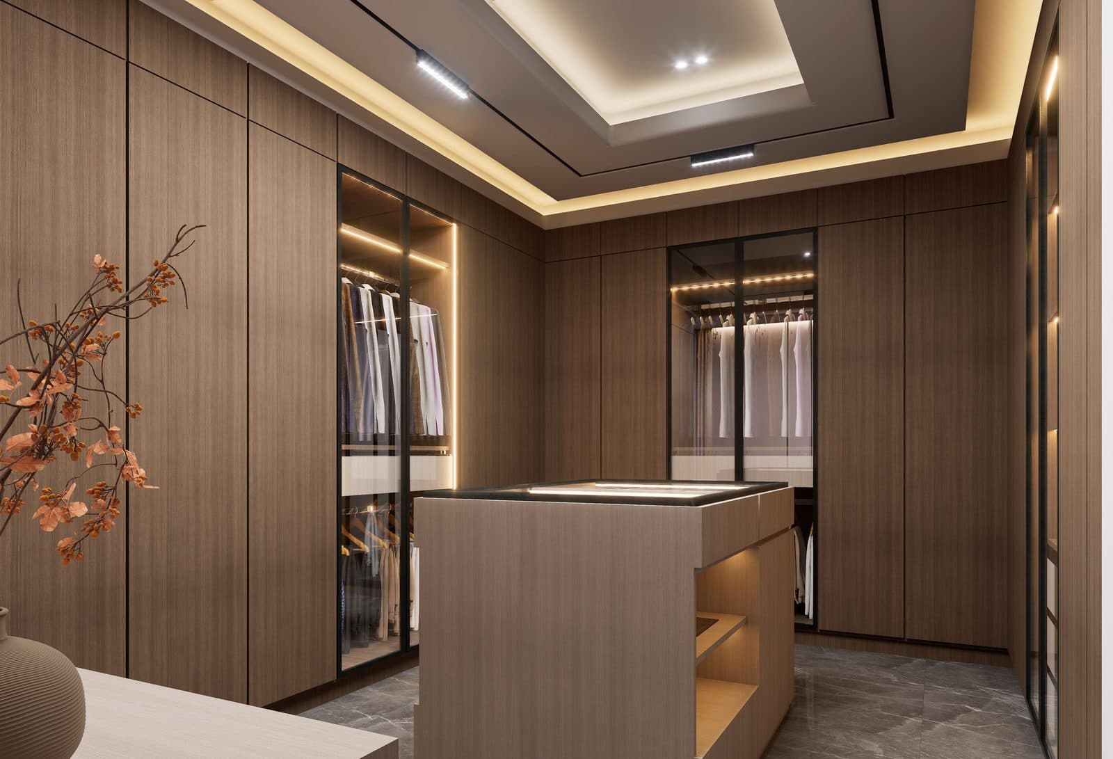 A calm, elevated dressing space